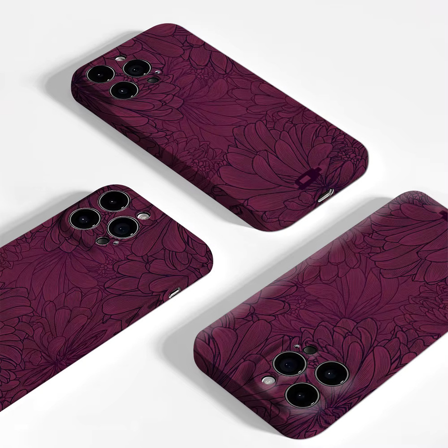 Potdemiel Handyhülle mit Blütenblatt-Design für iPhone 17 16 15 14 13 Pro Max Plus, magnetisch, rot und lila - Bild 3