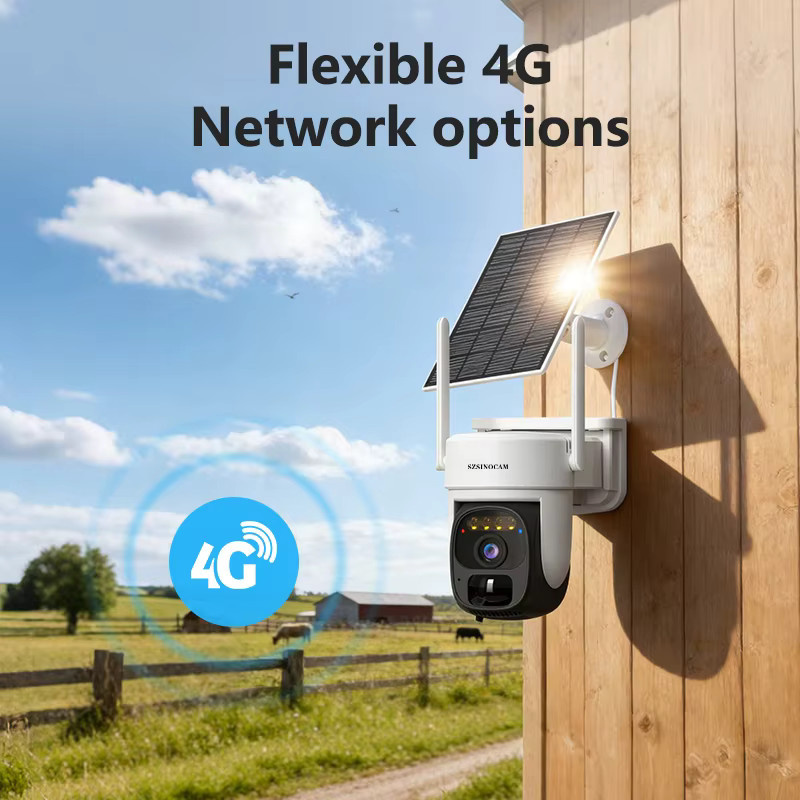 SZSINOCAM 3MP 4G Solar WLAN-Sicherheitskamera mit Akku, PTZ CCTV-Kamera mit Zwei-Wege-Audio und Solarpanel, Farbe: Weiß - Bild 3
