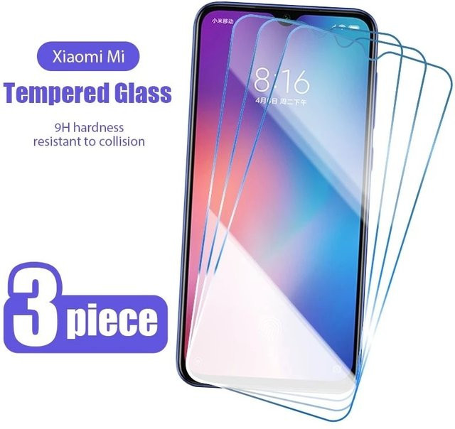 3er-Pack Xiaomi Displayschutzfolie aus gehärtetem Glas, transparent, passend für Redmi Note 10, 10X, 9 5G, Note 7, 8, 9, 10 Pro Max S, 11, 12, Note 11T, 9S - Bild 1