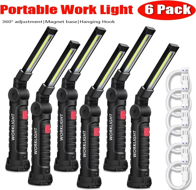 Heinast Magnetische Arbeitsleuchte mit Haken, 360 Grad rotierende USB-Taschenlampe in Schwarz für Garage, Autoreparatur und Camping - Bild 1