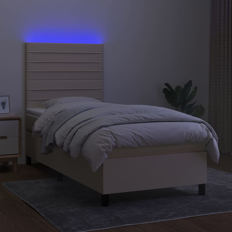 Vidaxl Kontinentalbett mit Matratze in Beige, gepolstert mit Stoffbezug und Taschenfederkern, B/T: 90 x 200 cm - Bild 2