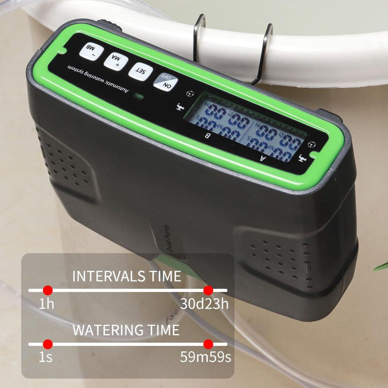 TOMTOP JMS Intelligentes automatisches Bewässerungsgerät mit Doppelpumpe, LCD-Display und zeitgesteuertem Tropfbewässerungssystem, Schwarz - Bild 3