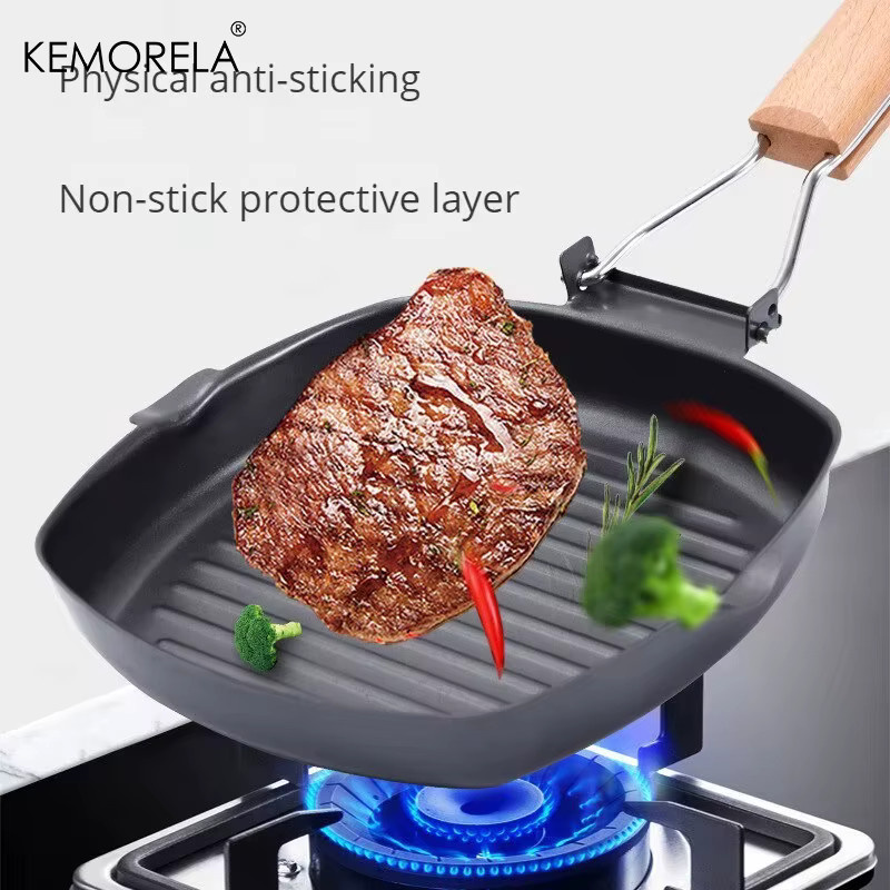 KEMORELA Faltbare Grillpfanne aus Aluminium mit Antihaftbeschichtung in Schwarz, Durchmesser: 22 cm - Bild 4