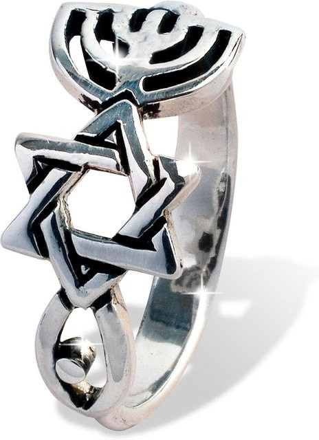Ring Menora-Davidstern-Ichthys - Bild 1