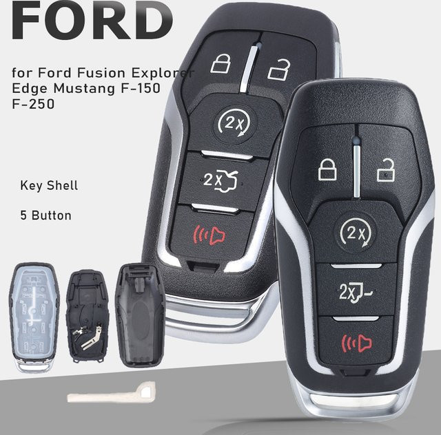 KEYECU 5B Fall Smart Remote Auto Schlüsselanhänger Shell Cover für Ford Fusion Explorer Edge Mustang F-150 F-250 Lincoln MKC MKX MKZ in Schwarz - Bild 1