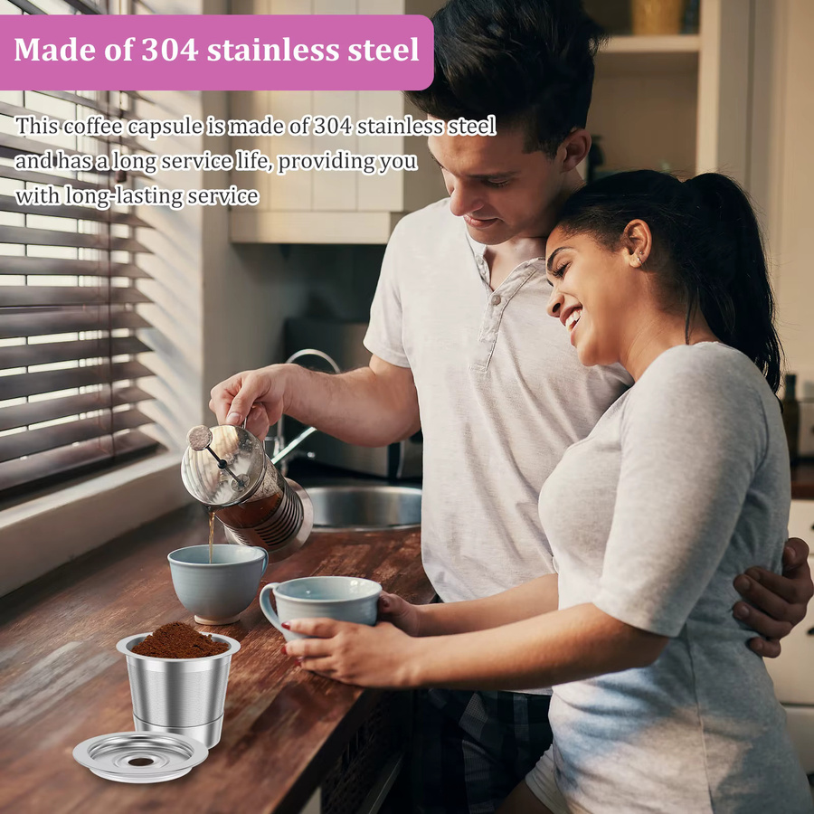 Willstar wiederverwendbare Espressokapseln aus Edelstahl in Silber, nachfüllbare Kaffeepads für K-Tassen, runde Form - Bild 3