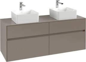 Villeroy & Boch Waschtischunterschrank Collaro in Taupe, Wandmontage mit Türen und internen Schubladen, B/H/T: 140 x 54,8 x 50 cm - Bild 1