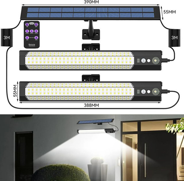 Arbrac Solar-LED-Wandleuchte mit Bewegungssensor in Schwarz für Garten und Außenbereich - Bild 1