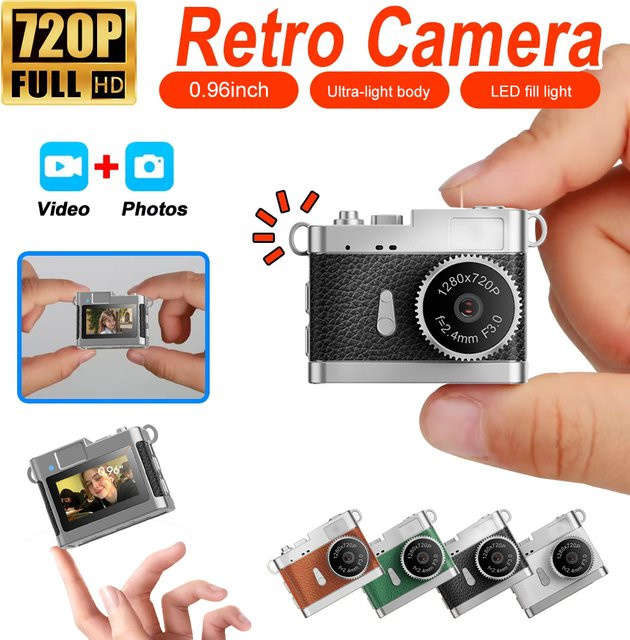 Magecam Retro-Camcorder 720p Vintage-Minikamera mit 0,96-Zoll-Bildschirm in Schwarz - Bild 1