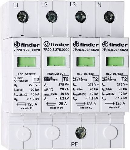 Finder Überspannungsableiter Typ 2 3-phasig 20 kA Weiß 7P.25.8.275.0020 - Bild 1