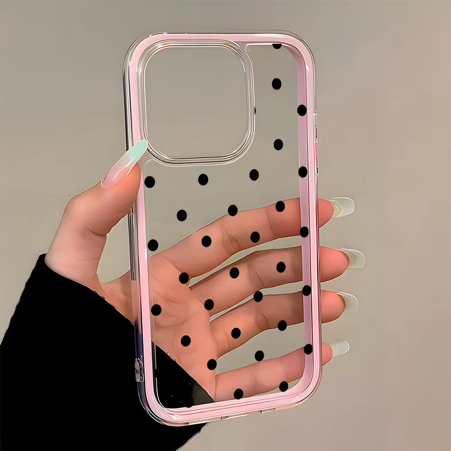 Apple iPhone Handyhülle mit Polka-Dot-Muster in Schwarz und Transparent mit Candy Color Akzenten als 2-in-1 Silikon Softcover - Bild 2