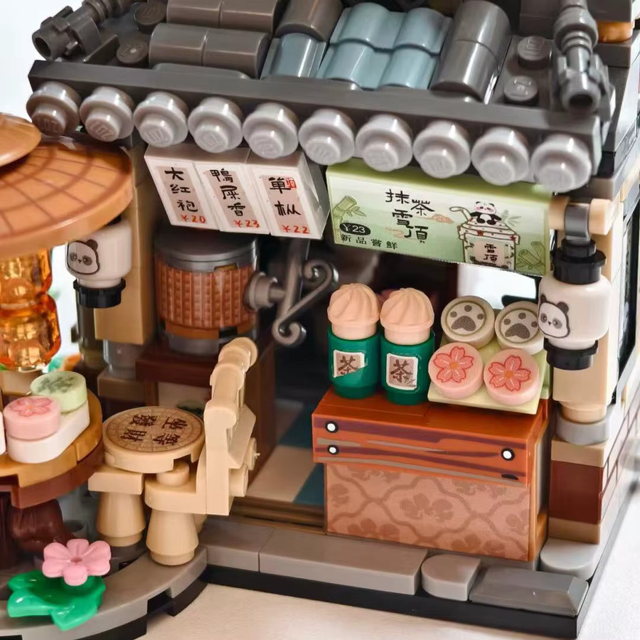 GSF STEM Straßenansicht-Serie Bausteine Izakaya Eisdieleneck Takoyaki-Laden Café Panda-Teehaus Modell - Bild 4