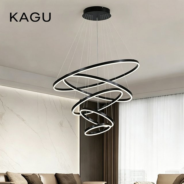 KAGU LED Pendelleuchte in Ringform, Schwarz, Loft-Design für Wohnzimmer, Esszimmer und Küche - Bild 1
