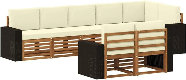 vidaXL Sofagarnitur aus Massivholz Akazie in Beige mit modernem Latten-Design und lackierter Oberfläche - Bild 1