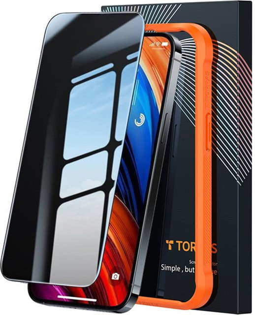 Torras GlassGo Epic Privacy Displayschutzfolie aus gehärtetem Glas für Apple iPhone 15 Pro Max, transparent, Vollverklebung - Bild 1