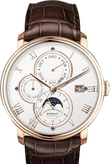 Borman Armbanduhr Automatik, Leder, Weiß, Saphir, Herren - Bild 1