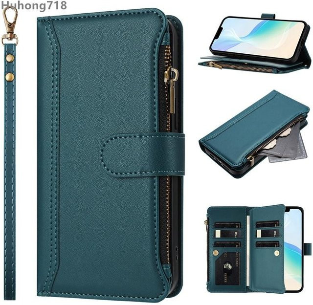 Xiaomi Lederhülle mit Reißverschluss für Redmi Note 12 Pro Plus und Redmi Note 12 Pro in Dunkelgrün - Bild 1