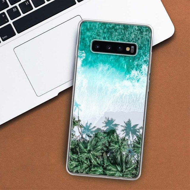 Handyhülle mit Sommer Strand Sonnenuntergang Meer Palme Motiv für Samsung Galaxy S10 S20 S21 S22 Ultra S10E S9 S8 S7 S6 Edge Lite Plus in Multicolour - Bild 1