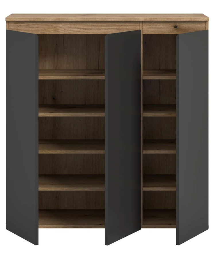 Kommode Assino von Inn.Furn in Grau und Eiche, B/H: 105 x 111 cm - Bild 3