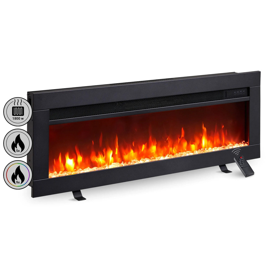 BALDERIA AG-36 Elektrokamin als Wandkamin oder Einbaukamin mit 3D-Flammeneffekt und Bluetooth in Schwarz - Bild 2