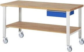 Rau Fahrbare Werkbank höhenverstellbar 7001A7, grau/mehrfarbig, B: 200 cm, T: 90 cm, H: 95-100 cm - Bild 1