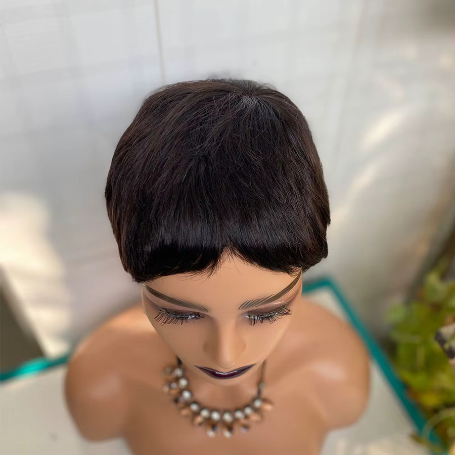 umot Pixie Cut Perücke, Echthaar, Schwarz, Damen - Bild 3