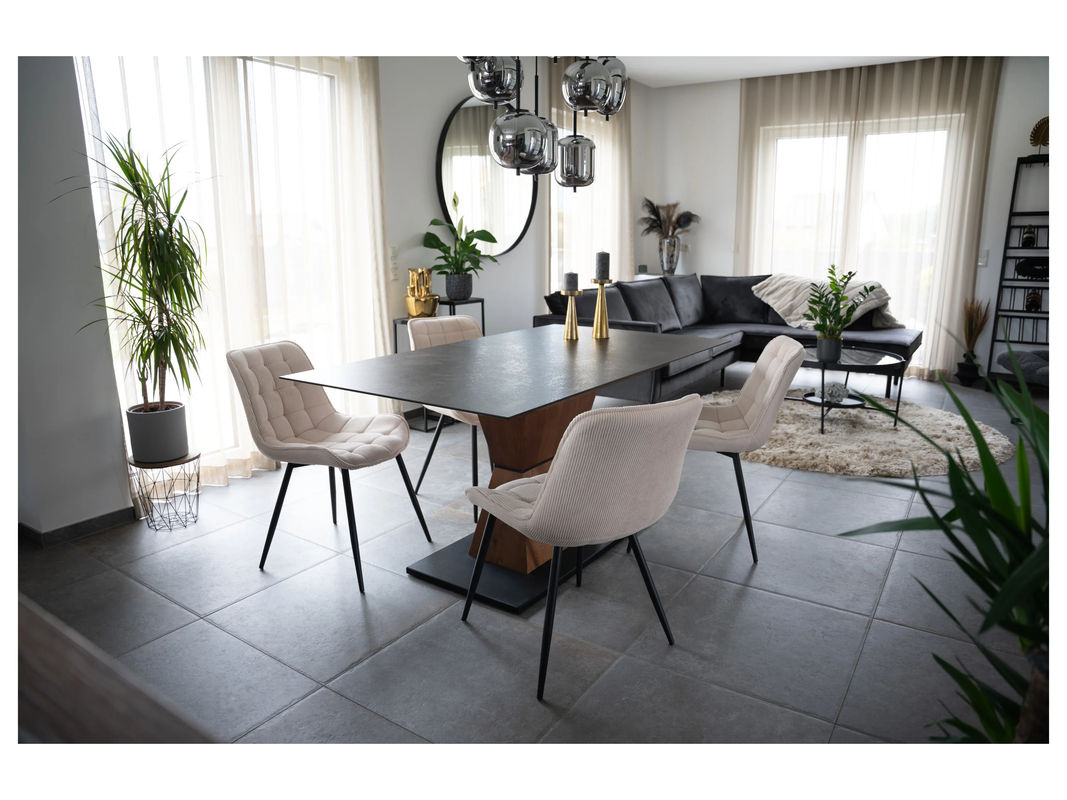 HOME DELUXE Polsterstuhl Esszimmer IKALO 2er Set Beige mit Metallgestell B/T/H: 40 x 52,5 x 120 cm - Bild 2