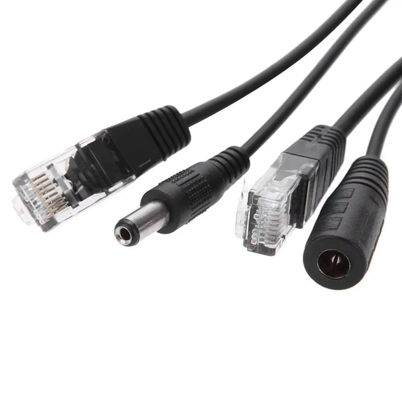 2-teiliges passives PoE-Injektor- und Splitter-Kit in Schwarz mit 5,5 x 2,1 mm DC-Anschluss für IP-Kameras und Netzwerkgeräte (12 V-48 V) - Bild 2