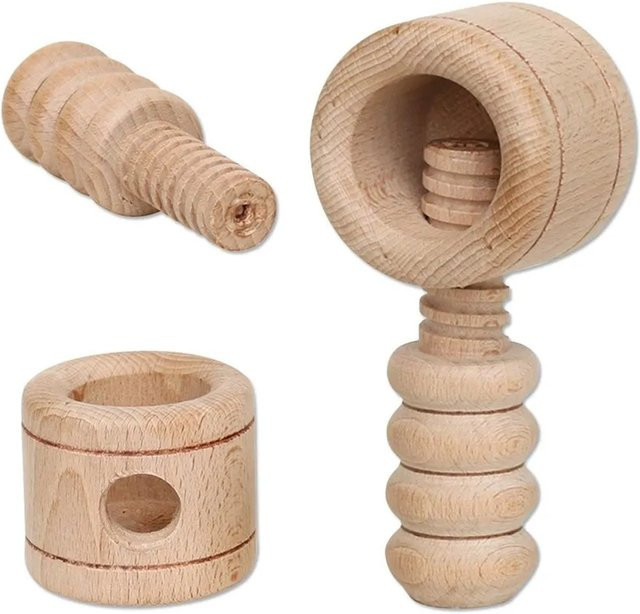 Handgemachter Nussknacker von Dekohelden24 in Natur Braun mit Schraubgewinde, B/T/H: 6 x 6 x 12 cm - Bild 1