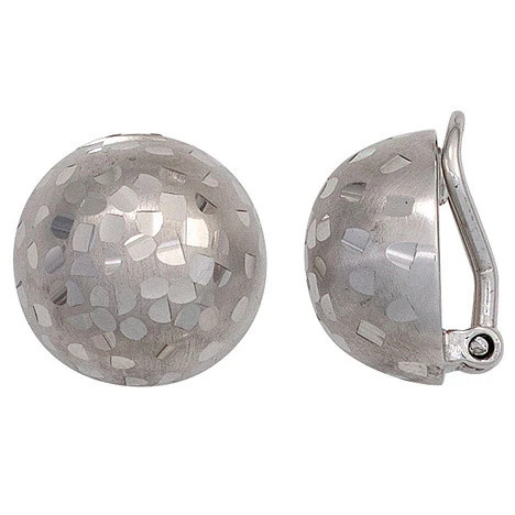 Colfem Ohrclips Halbkugel, 925 Silber, rhodiniert, mattiert, Unisex - Bild 1