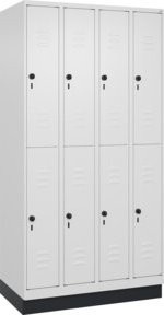 C+P Doppelstock-Spind Classic PLUS mit Sockel, 4 Abteile, RAL 9016 Verkehrsweiß/9001 Grau, H x B x T: 195 x 100 x 50 cm - Bild 1