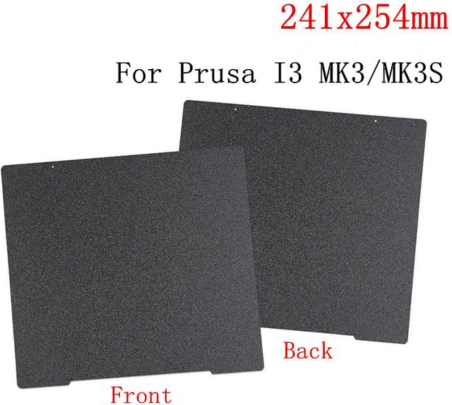 Prusa Flexibles Federstahlblech für MK4, MK3, MK3S+ Doppelseitige PEI-Platte Strukturierte und Glatte Oberfläche, Schwarz, B/T: 241 x 254 mm - Bild 1