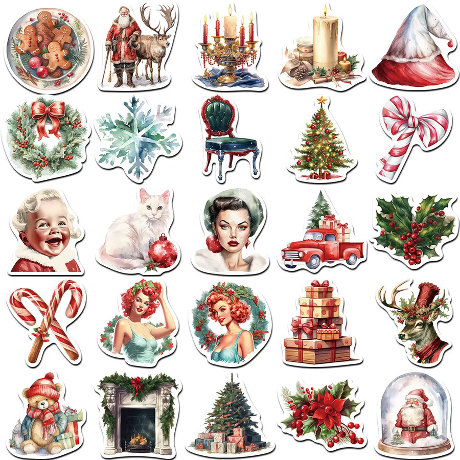 Charile Vintage Weihnachten Cartoon Aufkleber, multicolor, 10-teiliges Set - Bild 4
