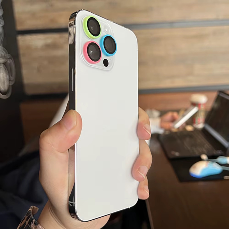 Leuchtende Keramik-Kameraschutzfolie aus gehärtetem Glas für Apple iPhone 12 13 14 15 16 Pro Max Plus Mini in Multicolour, 2-3 Stück - Bild 4