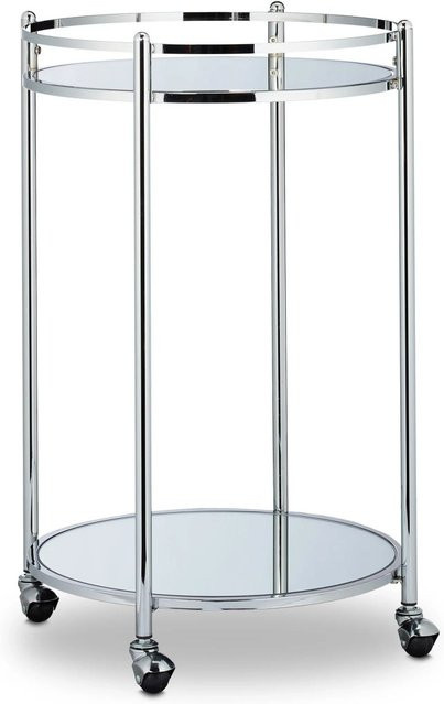 Relaxdays Servierwagen aus Stahl und Glas in Silber mit Rollen, B/T/H: 75 x 50 x 1 cm - Bild 1