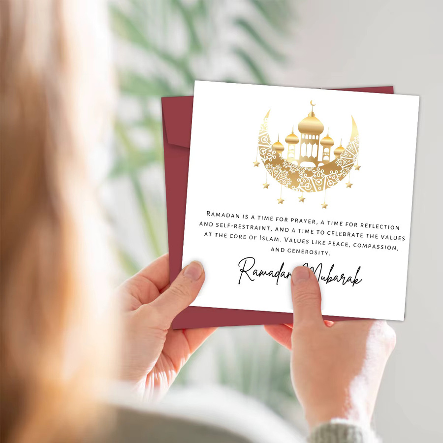 Ramadan Mubarak Grußkarte mit Mond-Design in Gold für Muslime und Familie - Bild 4