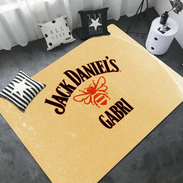 Karpetti Jack Daniels Whisky Muster Raummatte, gelb, B/T: 80 x 50 cm, rutschfest und waschbar - Bild 1