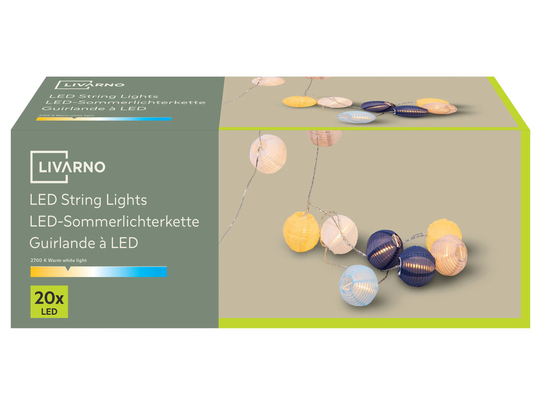 LIVARNO Lichterkette Lampion mit 20 LED in Multicolor, netzbetrieben, wetterfest IP44 für innen und außen - Bild 2