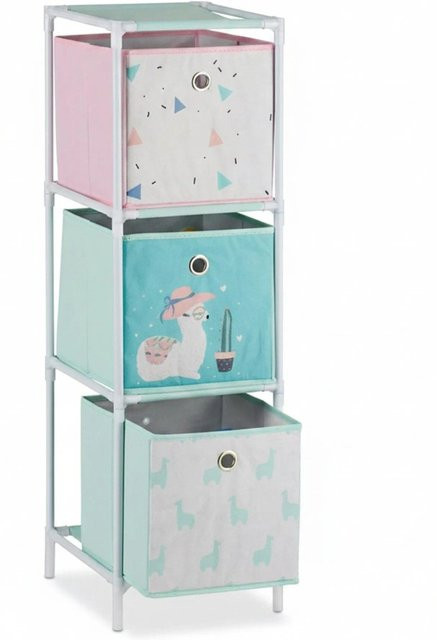 Relaxdays Kinderregal mit Lama-Motiv und 3 Boxen, Mehrfarbig, B/T/H: 89 x 27,5 x 30 cm - Bild 1