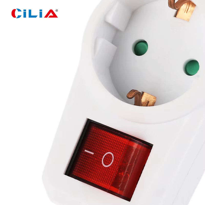 CILIA 2/4-teiliger EU-Steckdosenadapter in Weiß mit EIN/AUS-Schalter und Euro-Schuko Wandmontage-Verlängerungsleiste - Bild 3
