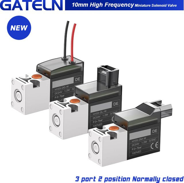 GATELN Hochfrequenz-Miniatur-Magnetventil mit 3 Anschlüssen und 2 Positionen, normalerweise geschlossen, 10 mm, Luftventil für DC12 V, DC24 V, DC6 V oder AC220 V - Bild 1
