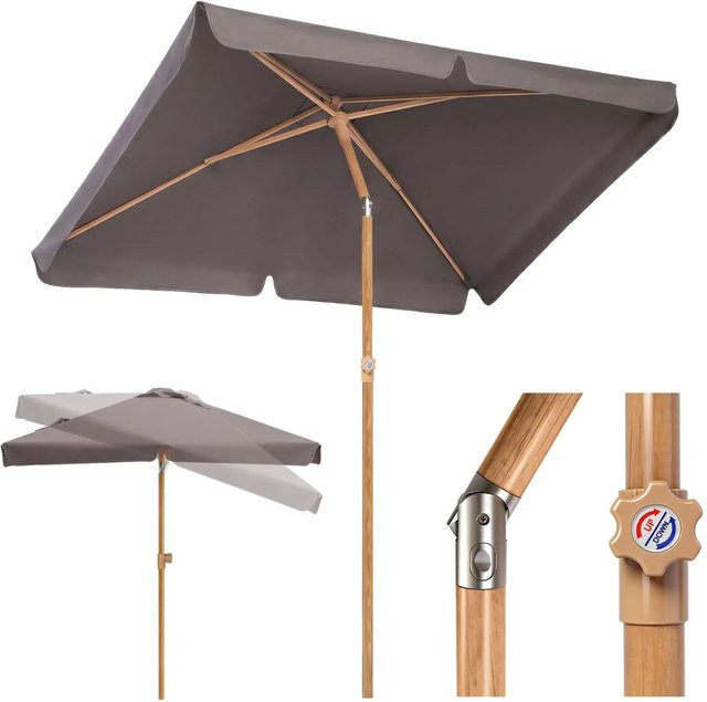 Sekey Rechteckiger Sonnenschirm in Grau mit UV50+ Schutz, B/T: 200 x 125 cm, Höhe: 235 cm - Bild 1