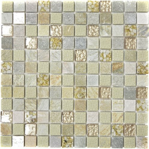 HuH Mosaik Mosaikfliese Mystic in Beige und Gold mit Steinoptik, B/H: 30 x 30 cm - Bild 1