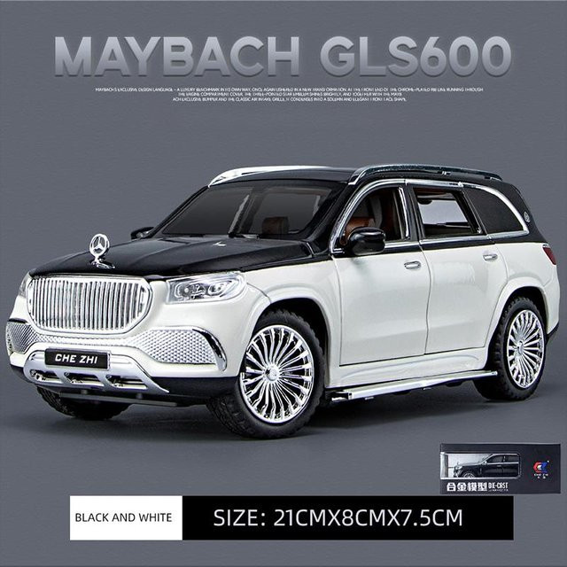 Maybach GLS-Klasse GLS600, Druckgussauto-Modellspielzeug, Maßstab 1:24, mit Ton und Licht, weiß/schwarz - Bild 1