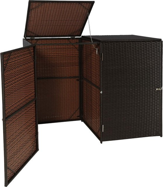MCW 2er-Mülltonnenverkleidung E25 in Braun für 2x 120l Mülltonnen, B/T/H: 176 x 130 x 131 cm - Bild 1