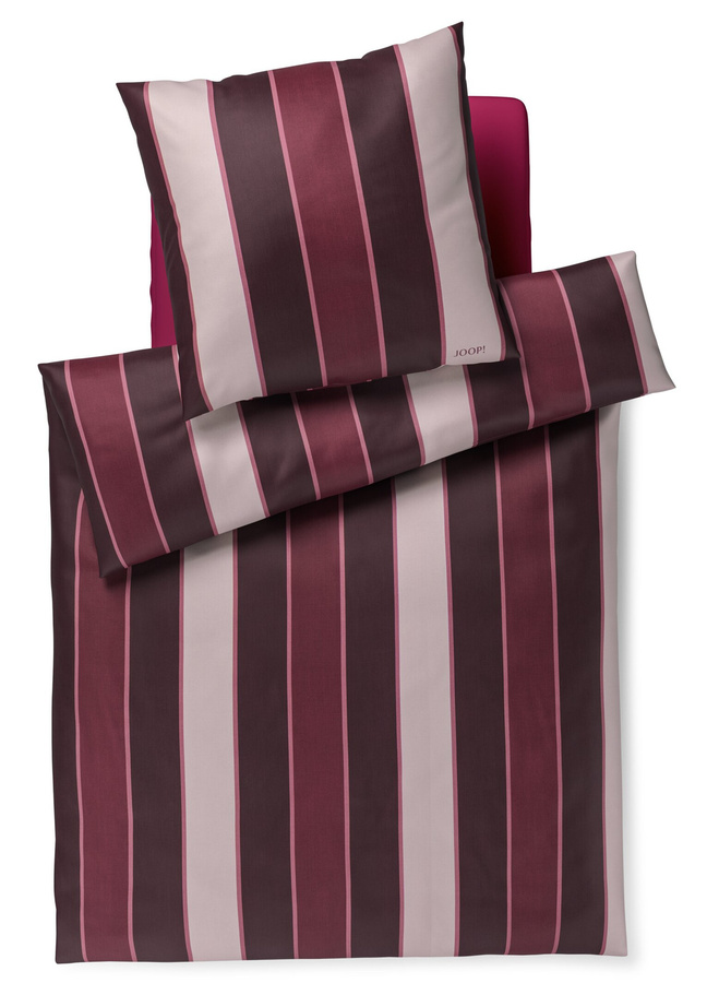 JOOP! Stripes 4122 Kissenbezug aus Mako-Satin in Rot und Lila, 80 x 80 cm - Bild 1
