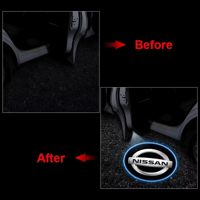 Nissan LED Auto Tür Willkommen Licht Logo Projektor Abzeichen für X-Trail Qashqai Tiida Teana Livina Roox Sentra Altima Cube Micra - Bild 2