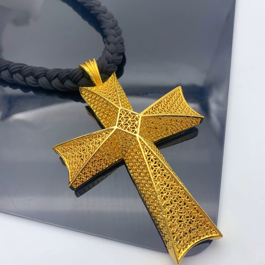 XUHUANG Anhänger Kreuz, Goldfarbe, Schwarz, Unisex - Bild 3