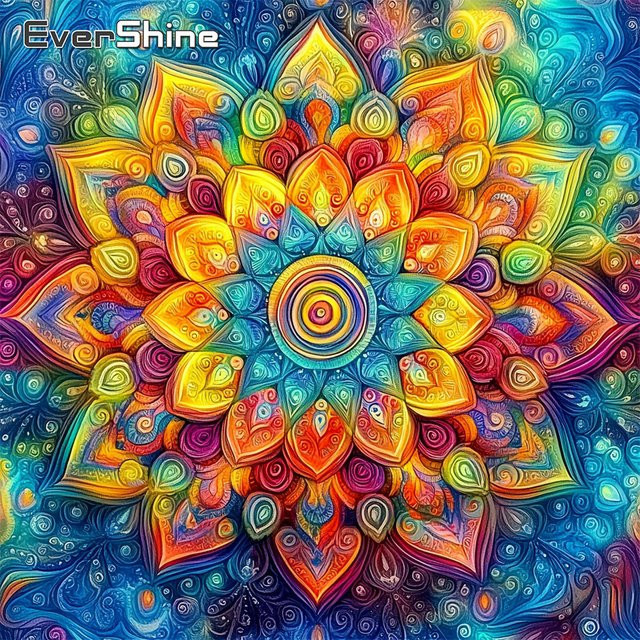 EverShine Diamant-Stickerei Mandala Blume DIY-Kunstbild als Strass-Mosaik in Mehrfarbig, B/H: 20 x 20 cm - Bild 1