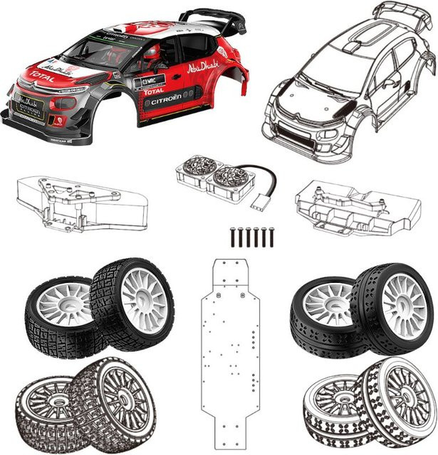 MJX Hyper Go 7303 Autoteile, 1/7, Autogehäuse und Reifenchassis Ersatz - Bild 1